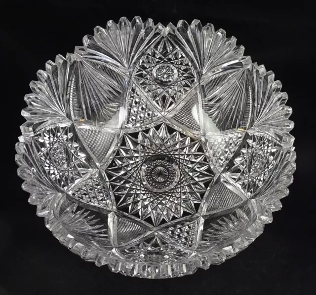 9” ABP American Brilliant Period Cut Glass Deep Bowl
