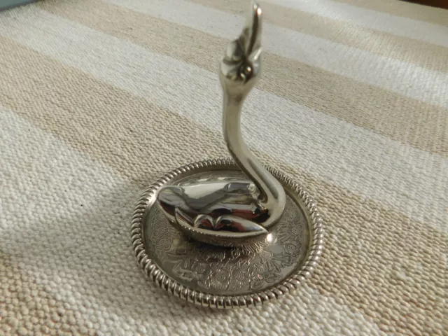 Silver Plated Swan Ring-Trinket Holder/Storage - good condition. Size 4" x 3"