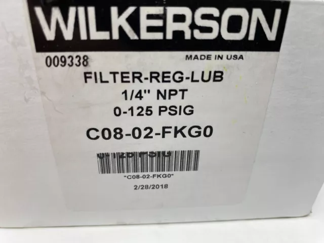 Wilkerson C08-02-FKG0 Filter/Regulator/Lubricator 1/4"NPT 0-125PSIG