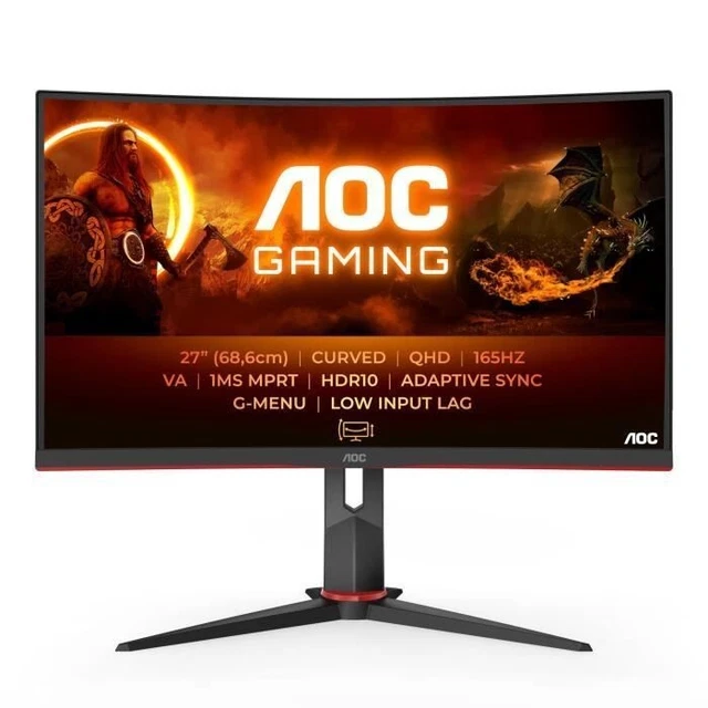 AOC CQ27G2S/BK Ecran PC 27'' QHD Incurvé Gamer - VA 1ms 144Hz - HDMI, DisplayPor