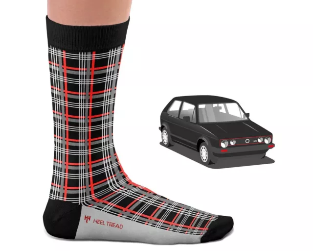 HEEL TREAD Socken im Design "GTI MK1" - Grau - Gr. 41-46 - Auto Oldtimer Race