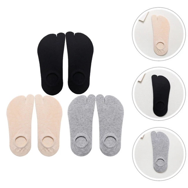 3 paires Toe séparant les chaussettes en coton deux orteils chaussettes purs