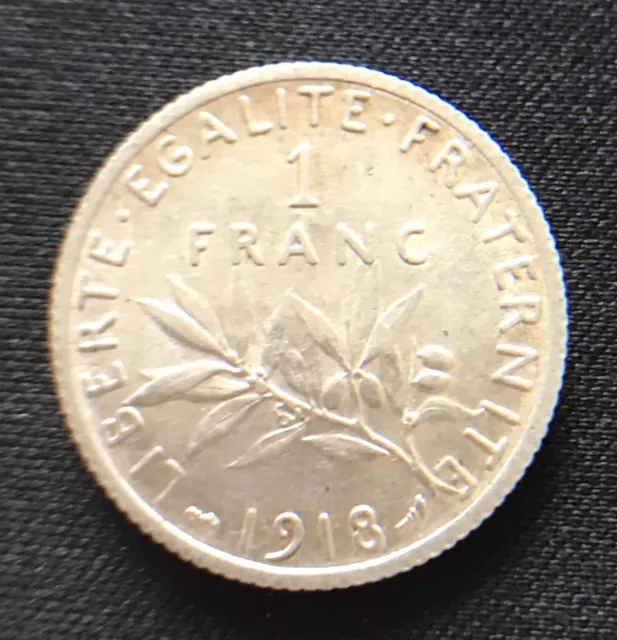 France 1918 1 Franc Coin .835 Silver Ww1 French - Free Uk P+P