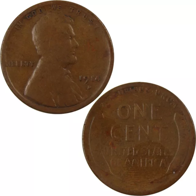 1914 D Lincoln Wheat Cent VG Very Good Penny 1c Coin SKU:CPC2660