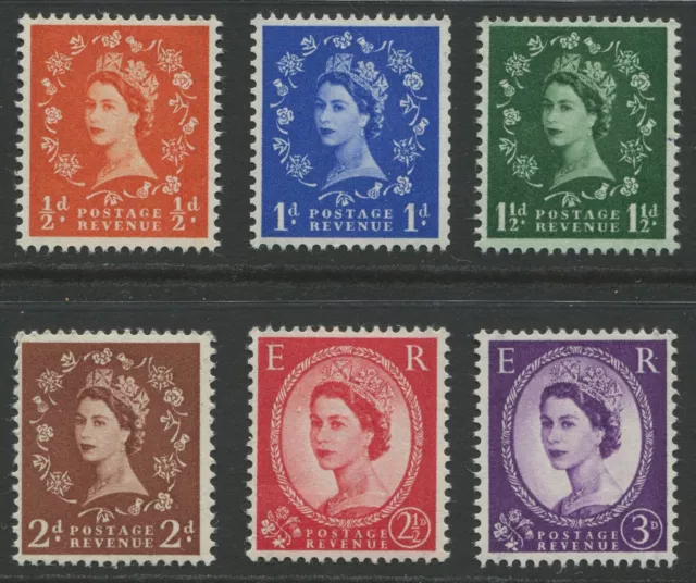 QEII SG561-566 1957  1st Graphites Edward/Crown Upright - MNH  Set of 6 Fine