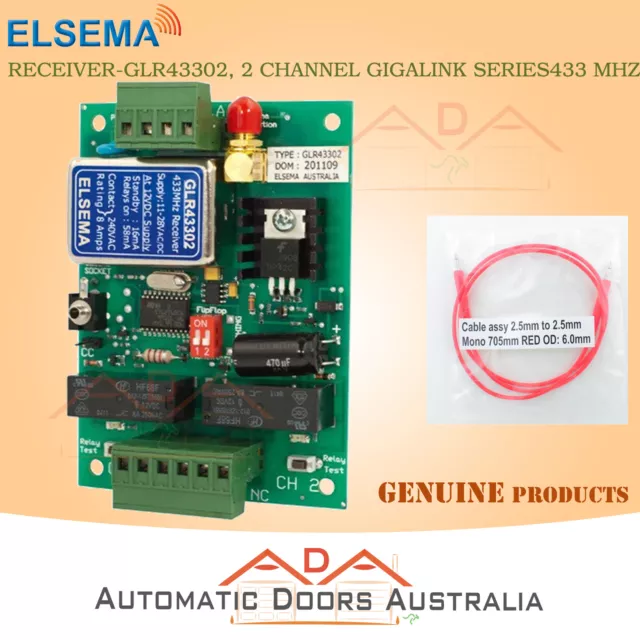 Elsema Glr43302, 2 Channel Gigalink™ Series 433Mhz Receiver - 11-28Vac/Dc In