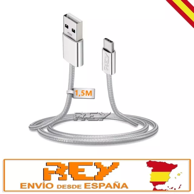 Cable Trenzado USB Macho a USB tipo "C" 3.1 Blanco 1,5m. Carga Datos v405