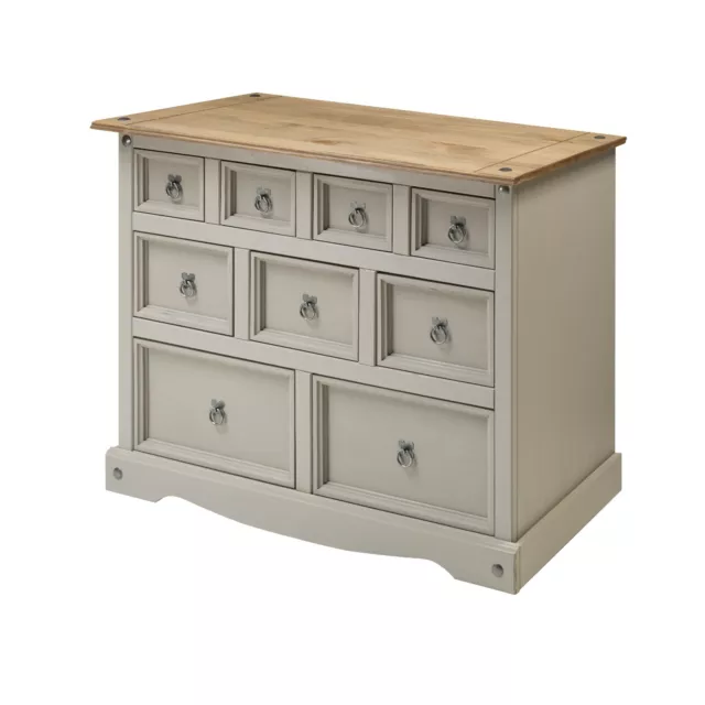 Corona Merchant Chest Sideboard Drawers Grey Wax Solid Pine 4+3+2 Mercers Furnit