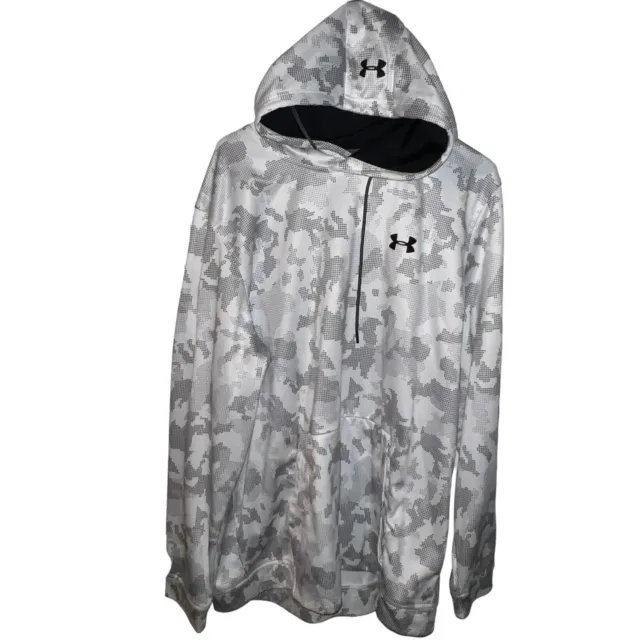 Under Armour ColdGear Hoodie White/Gray Camo Long Sleeve Loose Pullover Men XXL