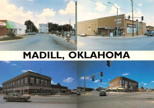 Madill, OK Oklahoma  STREET SCENES~Corner Drug  MARSHALL COUNTY  4X6 Postcard