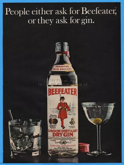 1974 BEEFEATER London Distilled Dry Gin Vintage Bottle Cocktail Martini PHOTO AD