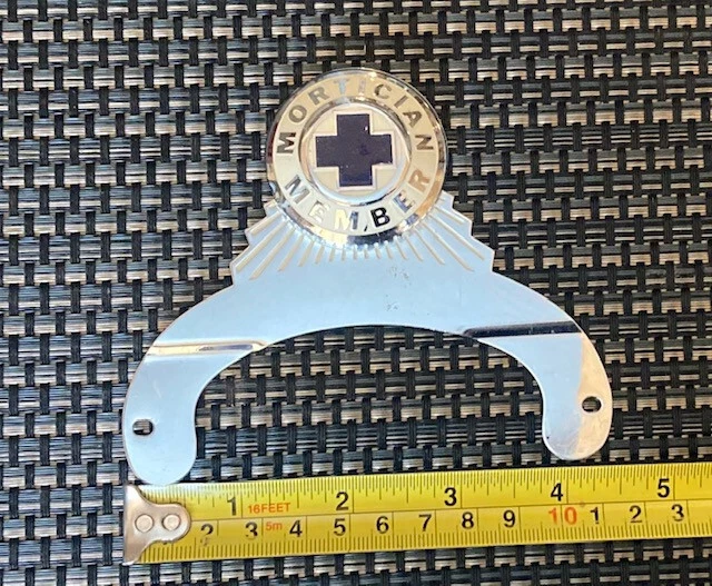 Vintage AAA American Automobile Association license plate attachment   MORTICIAN
