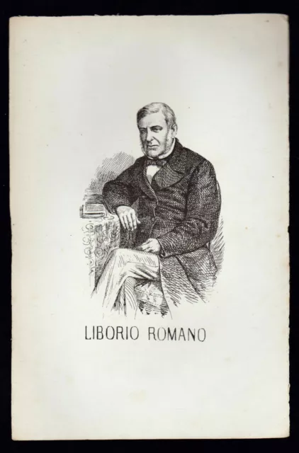 Liborio Romano Incisione Xilografia '800 Uomo Politico Deputato Regno D' Italia
