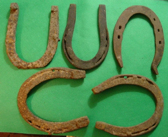 Lot of (5) Antique Vintage Forged Iron Horseshoes