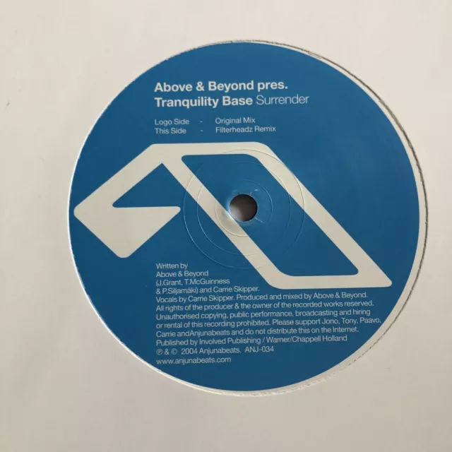 Above & Beyond Pres Tranquility Base – Surrender ANJ034 12" NEW - ANJUNABEATS