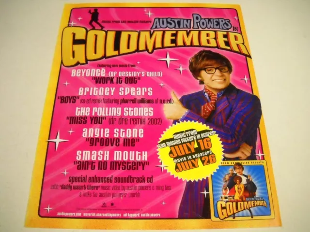 AUSTIN POWERS with one thumb up for GOLDMEMBER original 2002 Promo Poster Ad