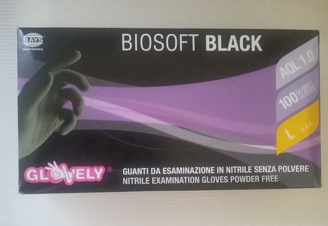 Guanti Nitrile Monouso Senza Polvere Conf. 100 Pz Taglia (L) Colore Nero
