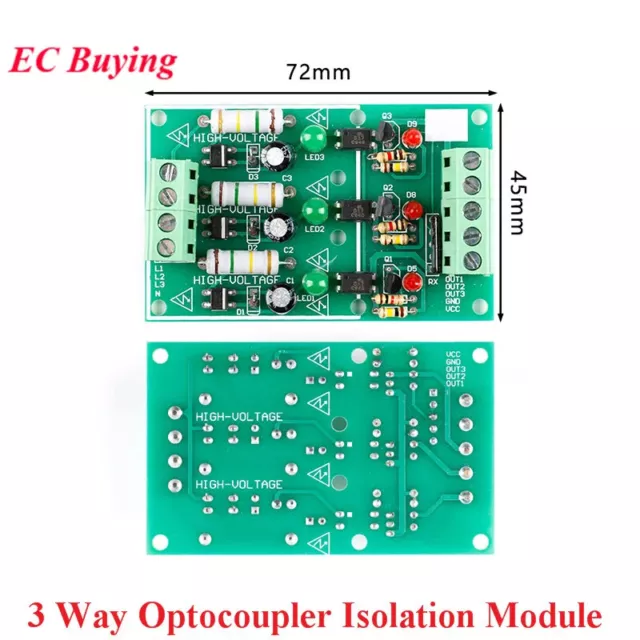 3CH 3 Channel Optocoupler Isolation Board Module for AC Detection