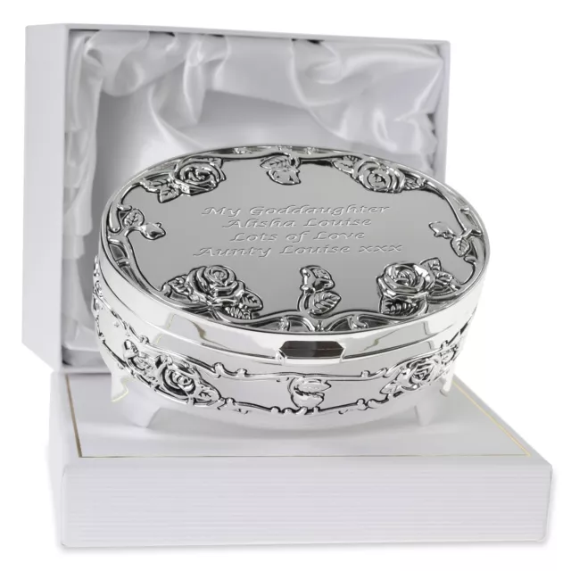 Goddaughter Christening, Birthday, Xmas Gift Engraved Silver Plated Trinket Box