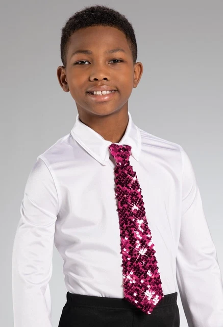 Boys Unisex Dance Recital Costume Sequin Necktie Color Lipstick