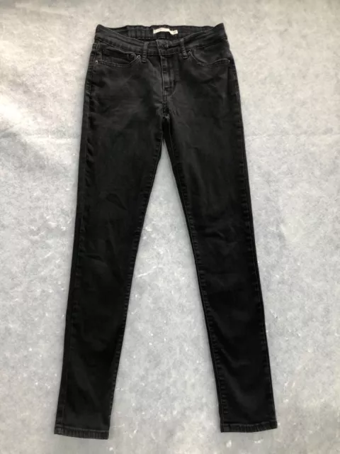 Levi's 711 Skinny Size 27 Black Womens Denim Jeans Zip Low Rise Stretch