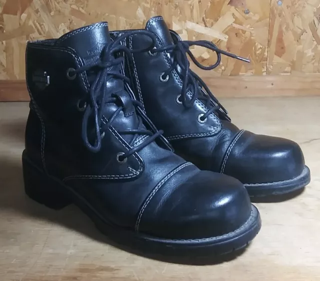 Harley Davidson 83023 Dipstick Black Leather Biker Ankle Size 5 1/2 Size 5.5