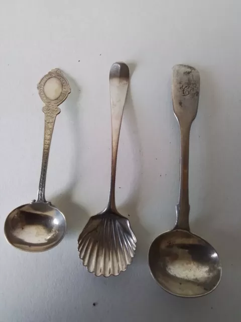 3 cucchiai di senape argento con marchio Ref JM4296 23,92 grammi non rottami