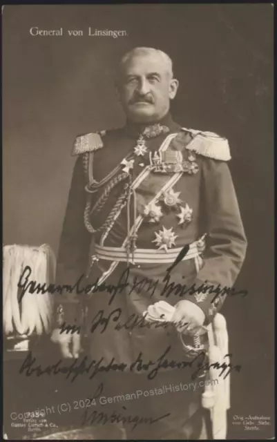 Germany WWI KuK General Alexander von Linsingen Autograph  RPPC Card 109224