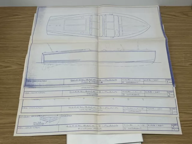 Lot of 5 Barrelback 19 Blueprint Boat Building Plans & Profile Ken Hankinson