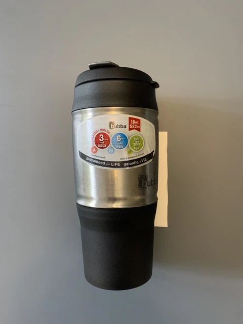 Bubba 18 Oz Insulated Travel Mug W/Lid Stainless Steel And Black Plastic-Flawed
