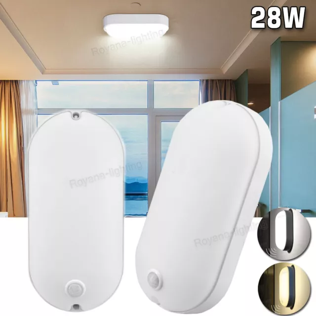 28W LED Wandlampe mit Bewegungsmelder Feuchtraumleuchte Wandleuchte Außen IP65