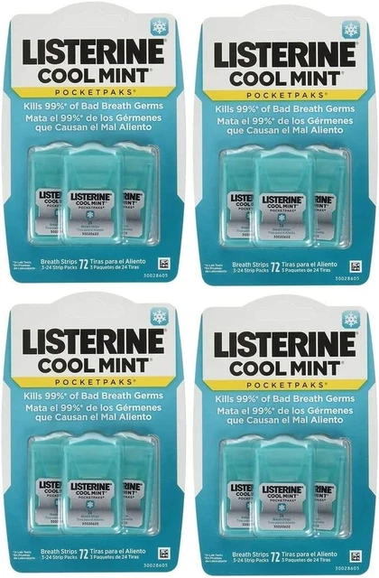 Tira respiratoria Listerine Cool Mint Pocketpak, paquete de 12