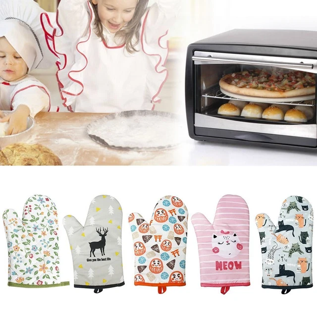 Baking Cat Pattern Cartoon Animal Insulation Gloves Printing Oven Mitts