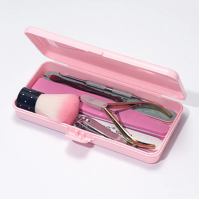 Caja de almacenamiento de uñas rectangular arte en uñas soporte vacío contenedor estuche herramientas ~~