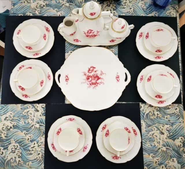 23pcs Coffee Service, Rosenthal Classic Rose Sanssouci Purple with Gold Rim