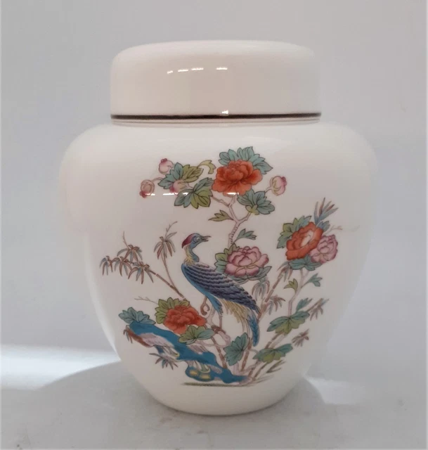 Wedgwood Kutani Kran Ingwerglas mit Deckel 13 cm hoch sehr guter Zustand (AN_4357)