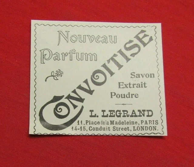 Advertising Pub Publicite Ancienne Advert 24.2 Parfum Convoitise L. Legrand Savo