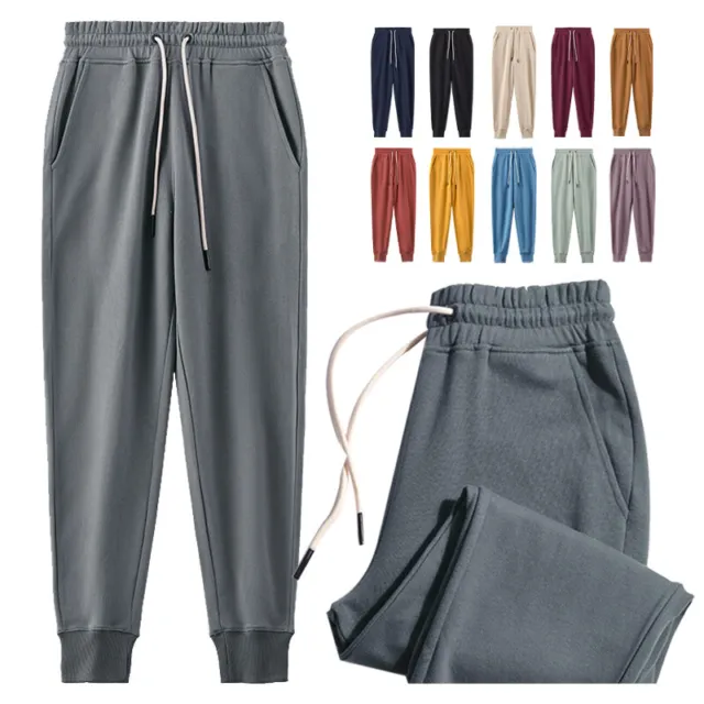 Men Warm Athletic Sweaterpants Fleece Lined Thick Trousers Drawstring Jogger
