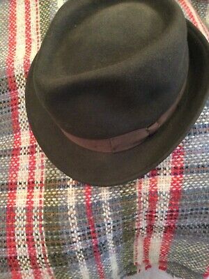 Vintage style Quality1940s FEDORA hat.BROWN grosgrain band,100% wool.XL 71/2