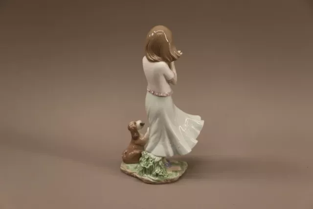 Lladro Retired Porcelain Figure "Whispering Breeze" Young Girl with Dog 3