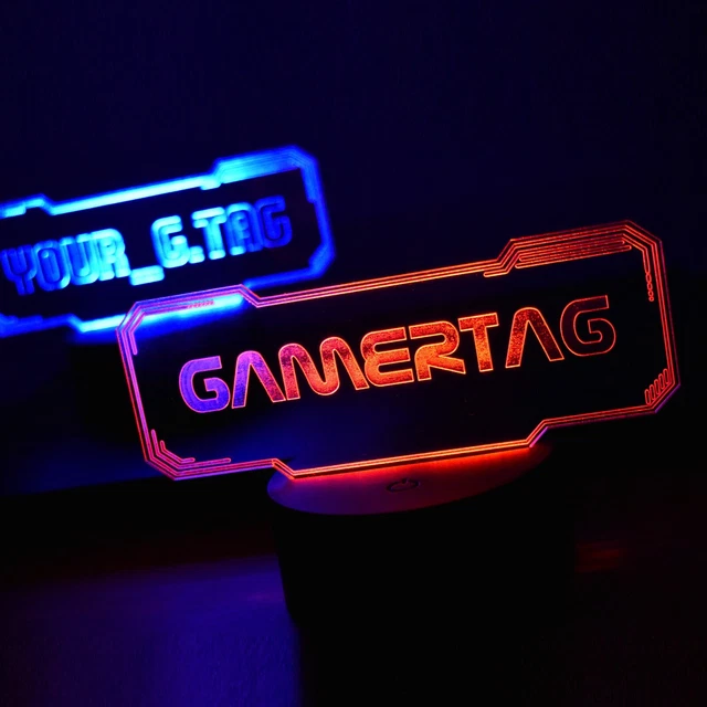 GAMERTAG LIGHT Personalised Gamer Tag Night Light Custom Streamer