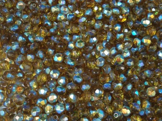 Crystal Glass 6mm Faceted Beads Olive AB 100pc Spacer Jewelry FREE POSTAGE