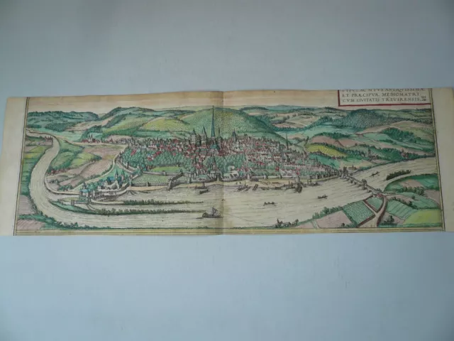 Trier, anno 1580, Radierung Braun/Hogenberg, aus Civitates Orbis Terrarum, lat.