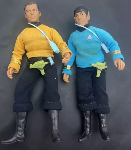 1974 Mego Star Trek Mr. Spock & Captain Kirk 8" Action Figures Lot Vintage Capt.