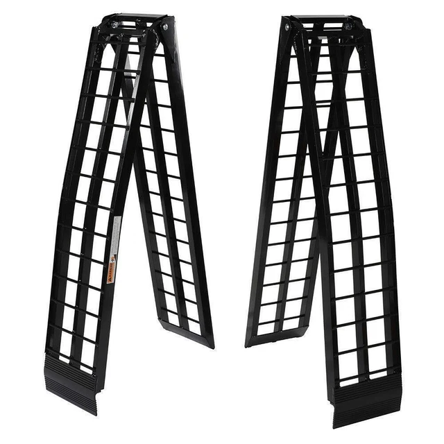Pair 9ft 1200Lb Aluminum Folding Dual UTV ATV Loading Ramps Truck Ramp - Black