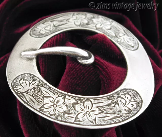 Antique ART NOUVEAU Paye & Baker Sterling silver FLORAL Buckle sash Pin BROOCH