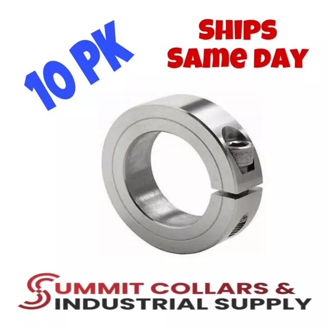 1/2” Inch Stainless Steel Single Split Shaft Collar (Qty 10)