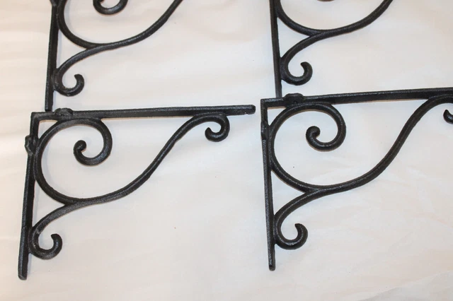 8 Cast Iron Antique Style Brackets Garden Brace Shelf Bracket RUSTIC FARM Scroll 2