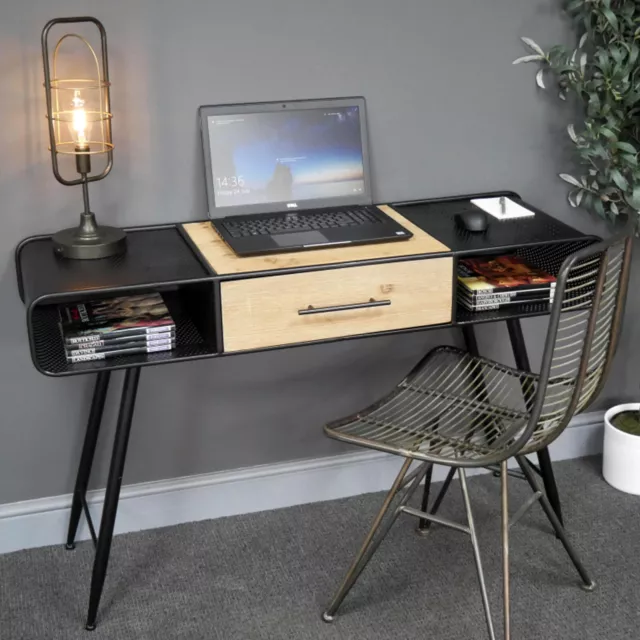 Industrial Black 2 Drawer Office Furniture Computer Laptop Desk Writing Table