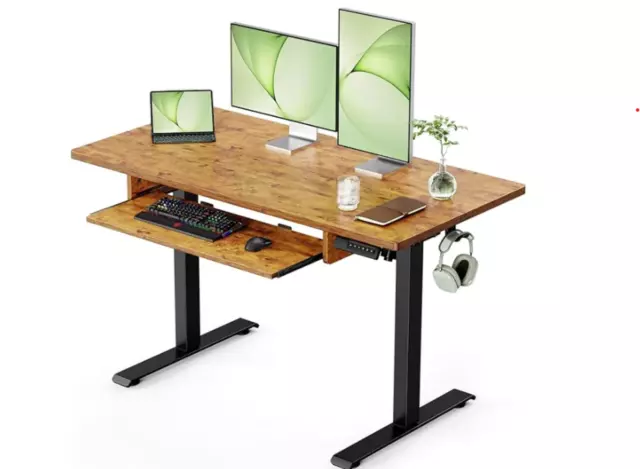 Standing Adjustable Desk with Extra Large Keyboard Tray